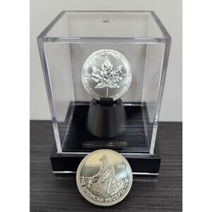 2011 Canada Maple Leaf & 1986 Prospector .9999 Silver 1 Oz Coins  inDisplay Case